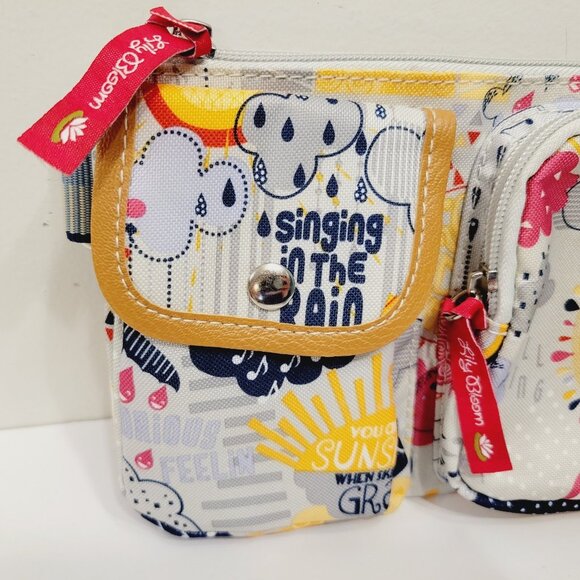 Lily Bloom Singing in the Rain Shoulder Fanny Crossbody Multi Pocket Purse Bag - Picture 4 of 7